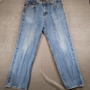 Rocawear Baggy Denim Jeans Mens 38x32 Medium Wash Relaxed Fit Streetwear Y2K